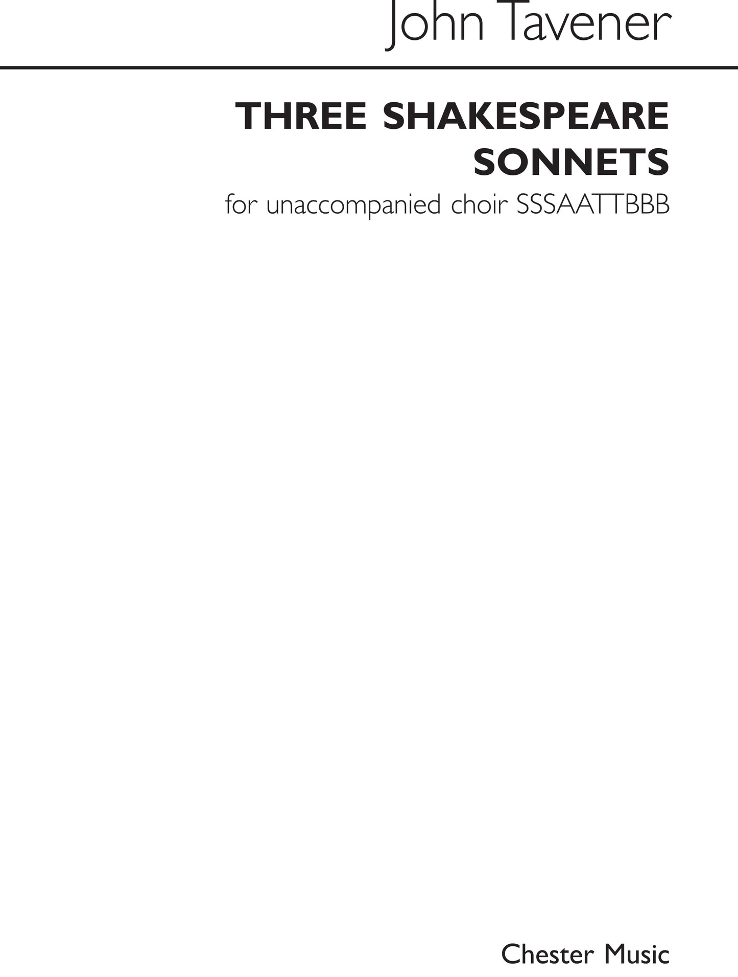 Three Shakespeare Sonnets de John Tavener, Réduction pour piano pour sATB