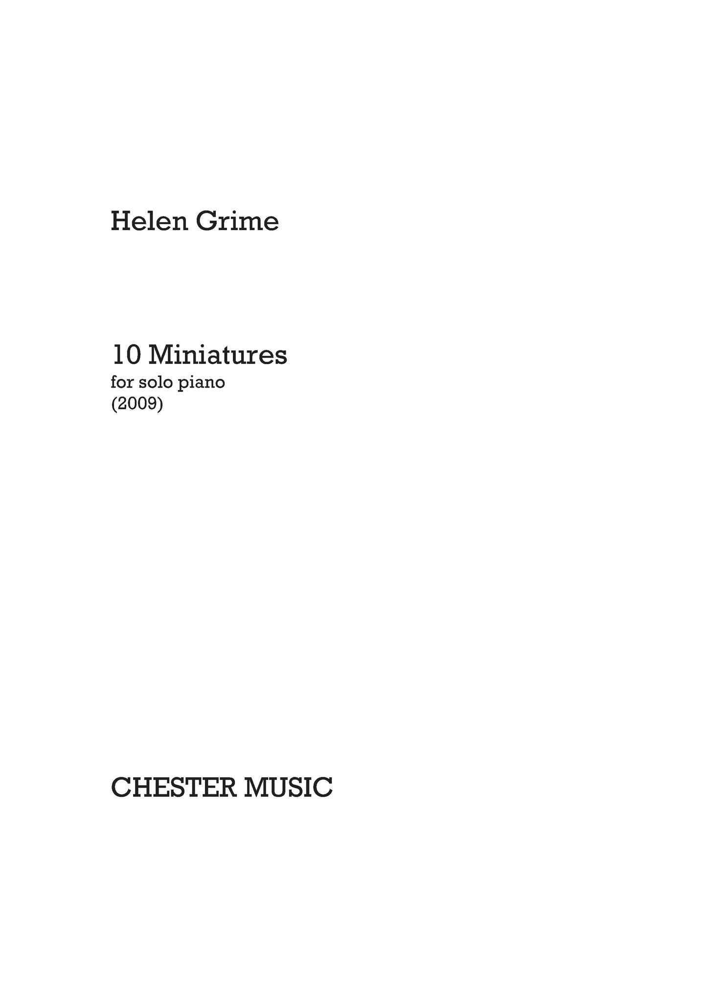 10 Miniatures for Solo Piano de Helen Grime, Livre pour piano