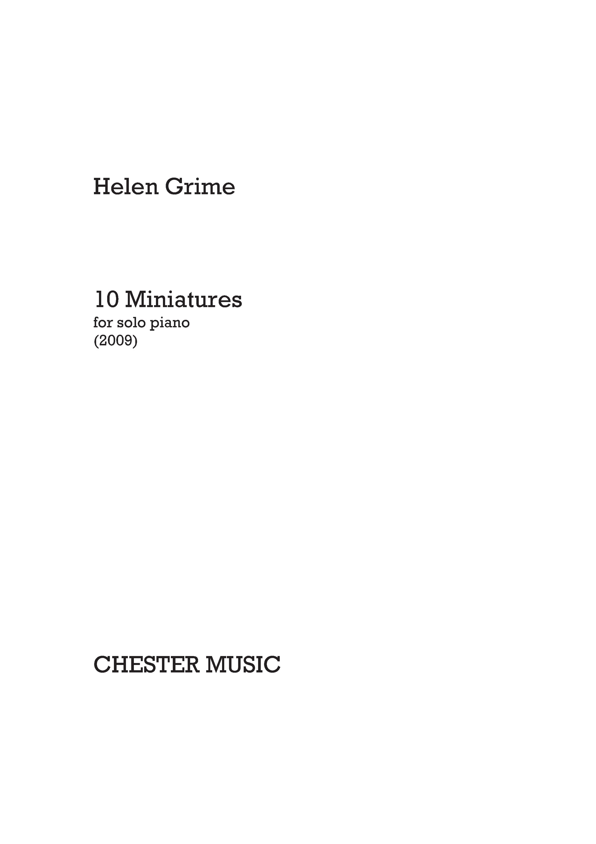 10 Miniatures for Solo Piano de Helen Grime, Livre pour piano