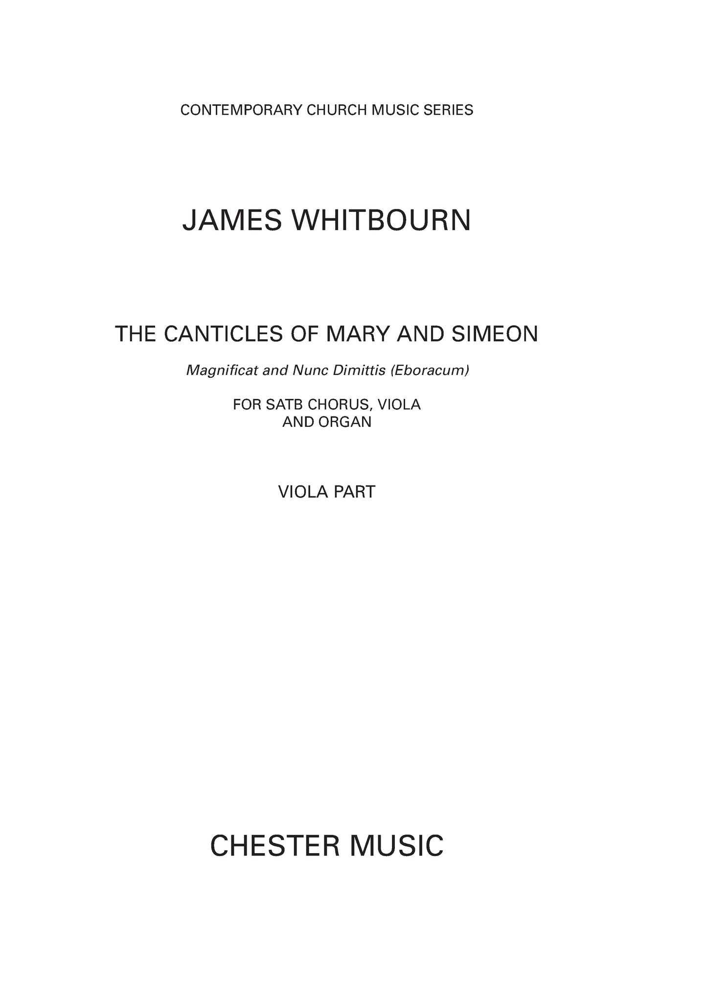 The Canticles of Mary and Simeon de James Whitbourn, Livre pour alto
