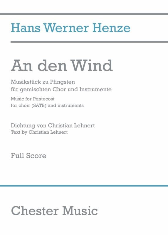 An Den Wind (Full Score) de Hans Werner Henze, Partition pour sATB et Orchestre