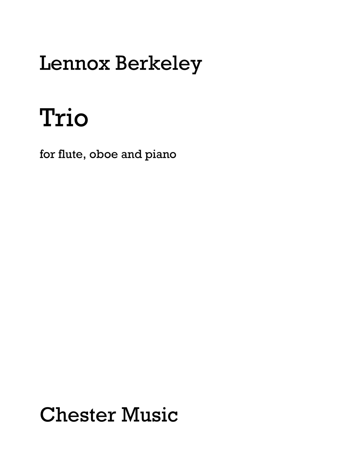 Trio For Flute, Oboe And Piano de Lennox Berkeley, Partition + parties pour flûte et Hautbois et Piano