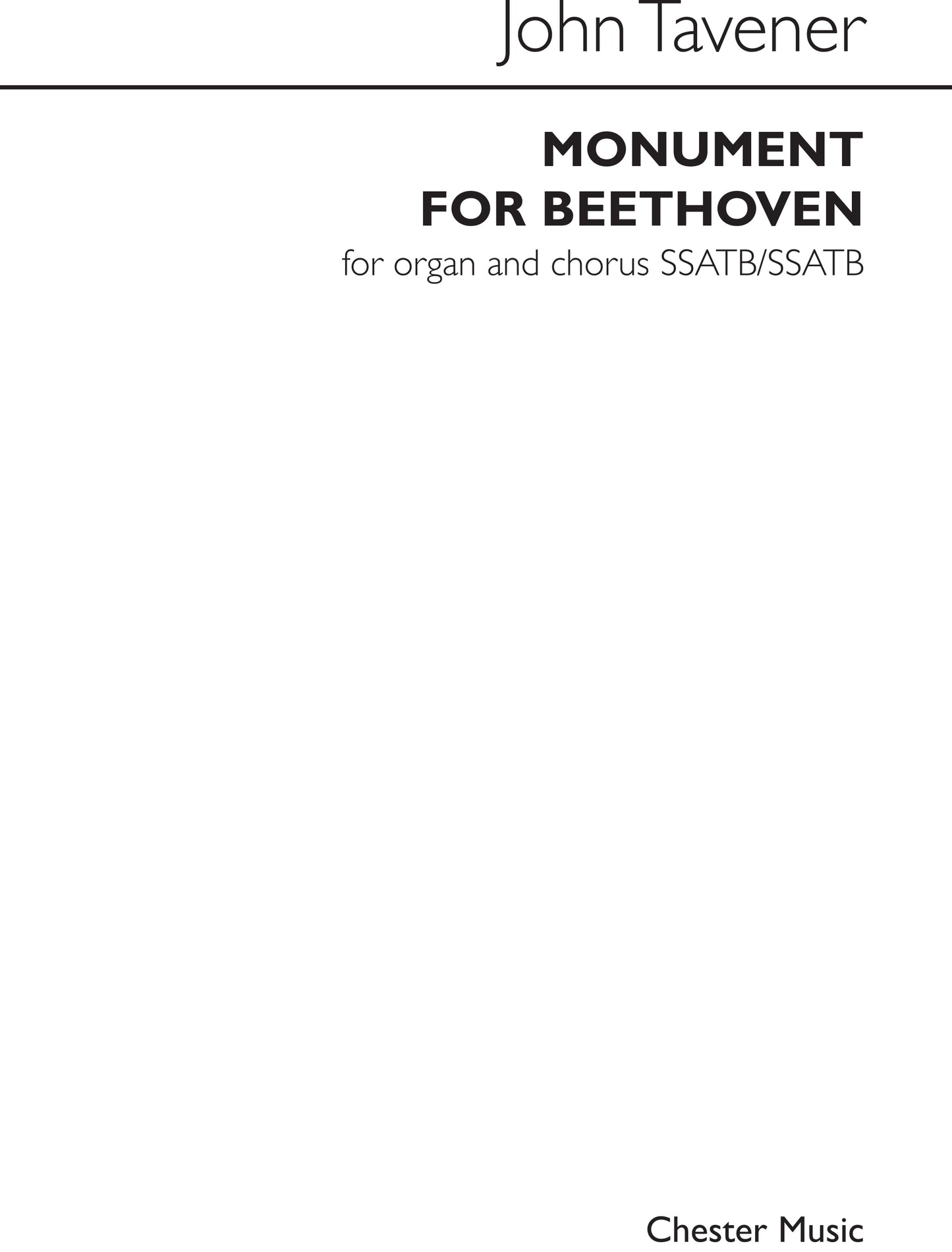Monument For Beethoven de John Tavener, Partition chorale pour sATB et Orgue