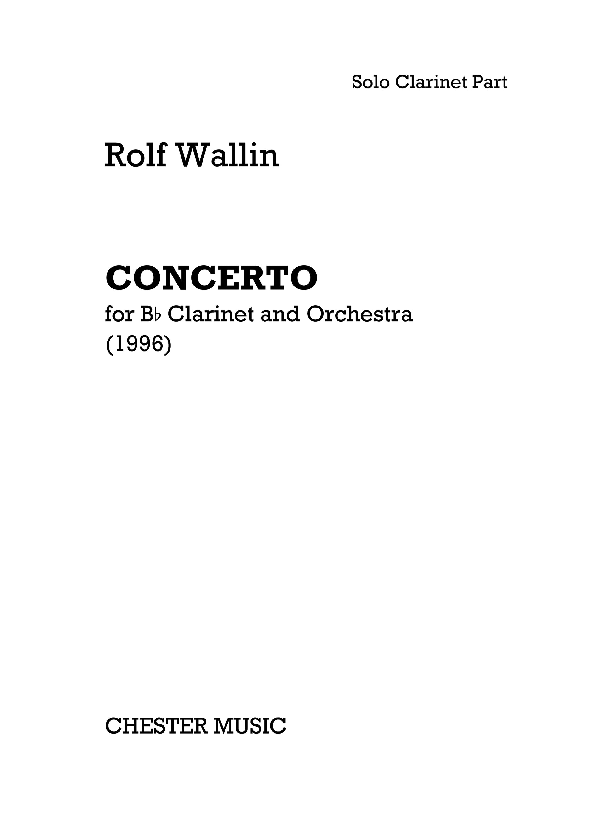 Concerto For B Flat Clarinet And Orchestra de Rolf Wallin, Livre pour clarinette