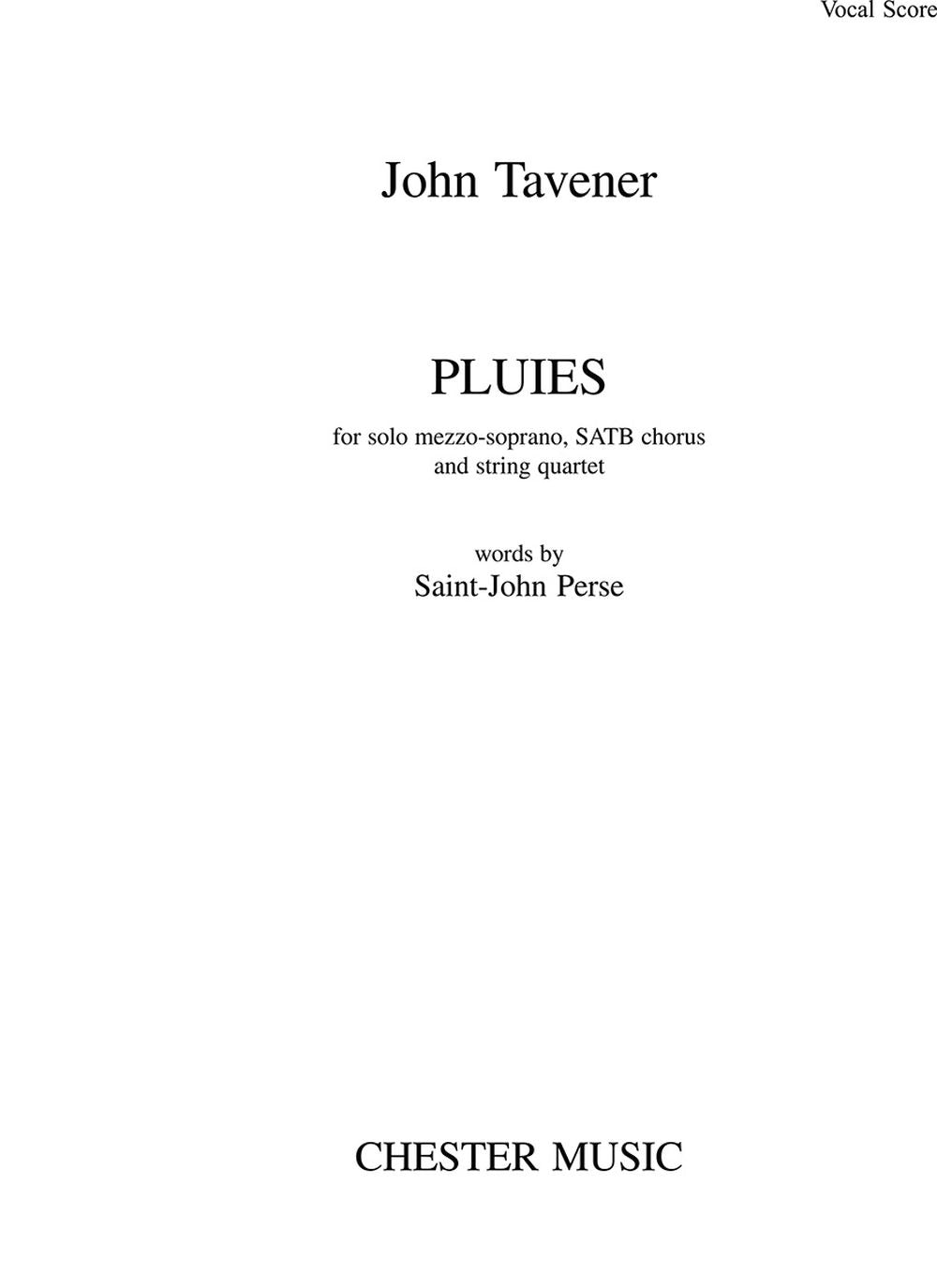 Pluies de John Tavener, Partition chorale pour mezzo-soprano et SATB et Piano