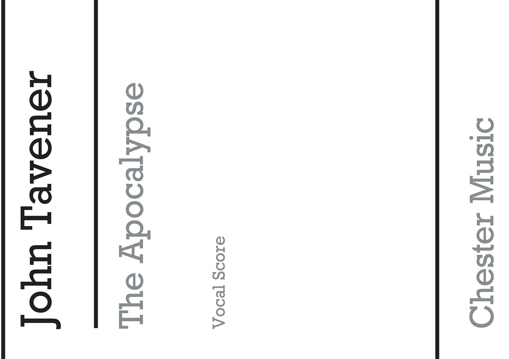 The Apocalypse de John Tavener, Réduction pour piano pour sATB et Piano