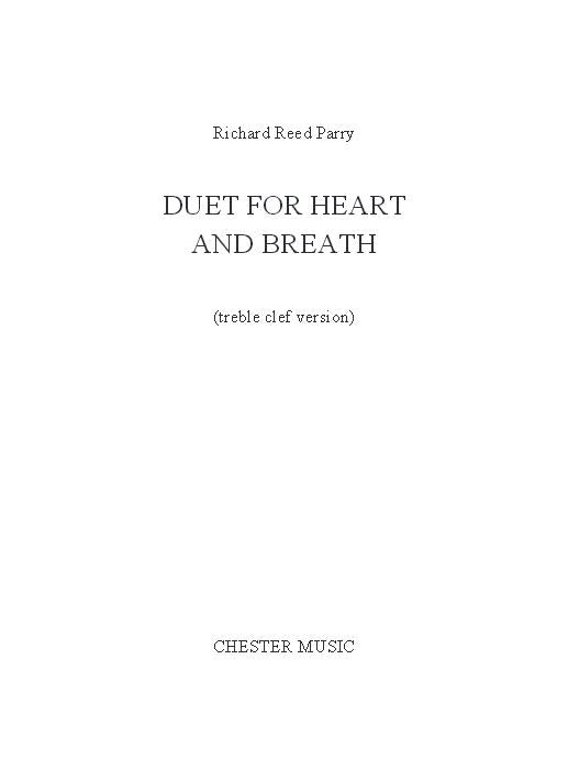 Duet For Heart And Breath de Richard Reed Parry, Partition pour alto et Piano