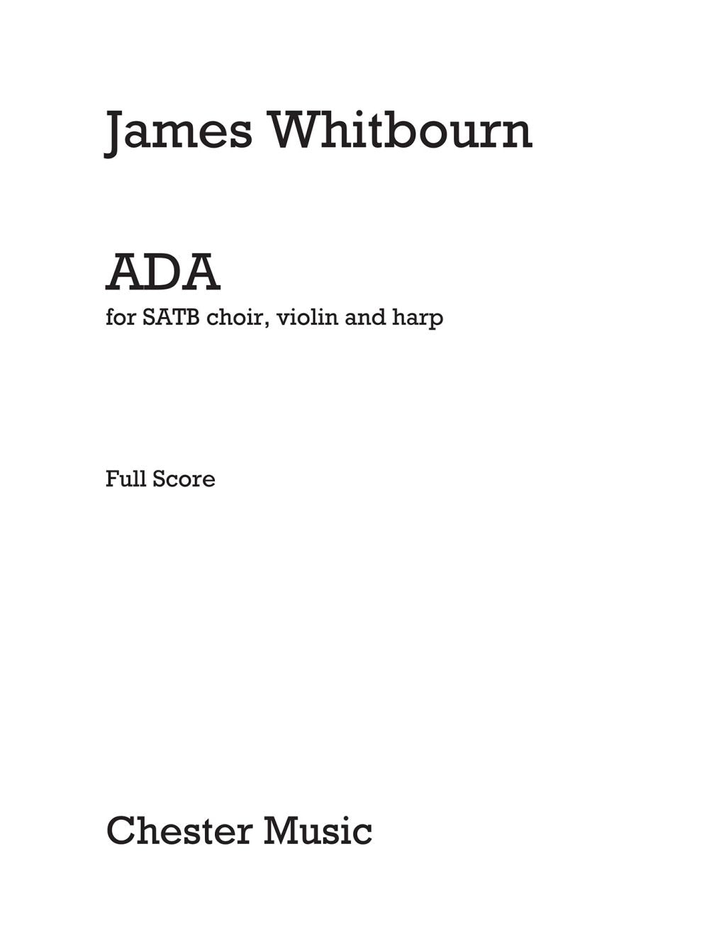 Ada de James Whitbourn, Partition + parties pour sATB et Violon et Harpe