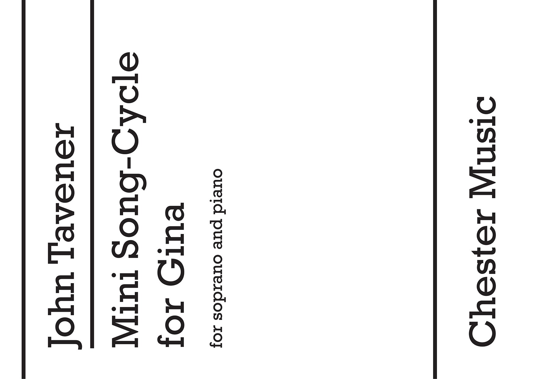 A Mini Song-Cycle For Gina de John Tavener, Réduction pour piano pour voix de soprano et Piano