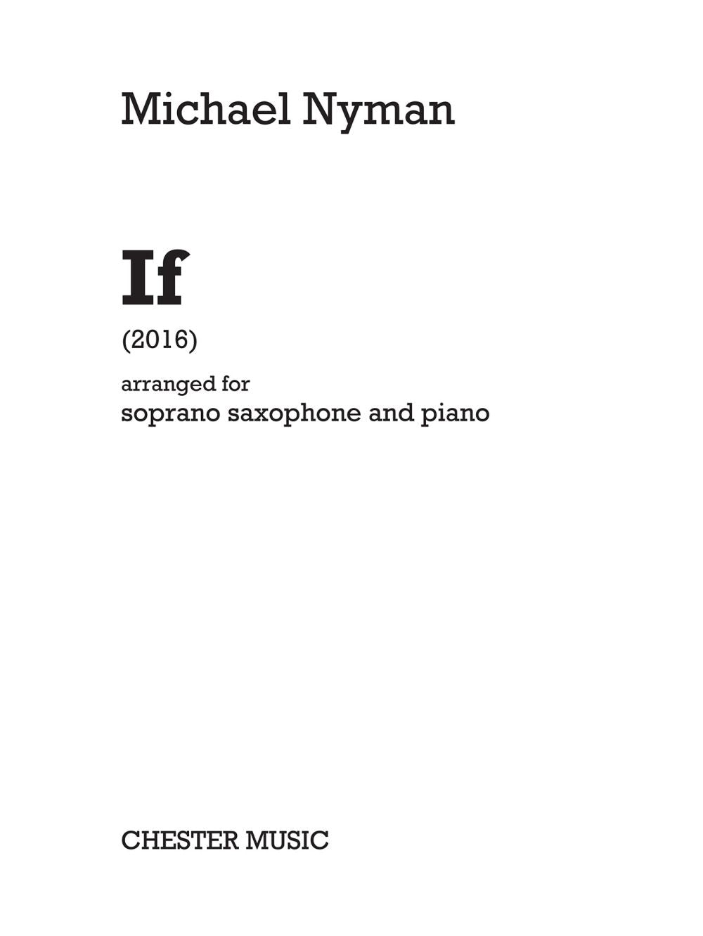 If de Michael Nyman, Livre pour saxophone soprano et Piano