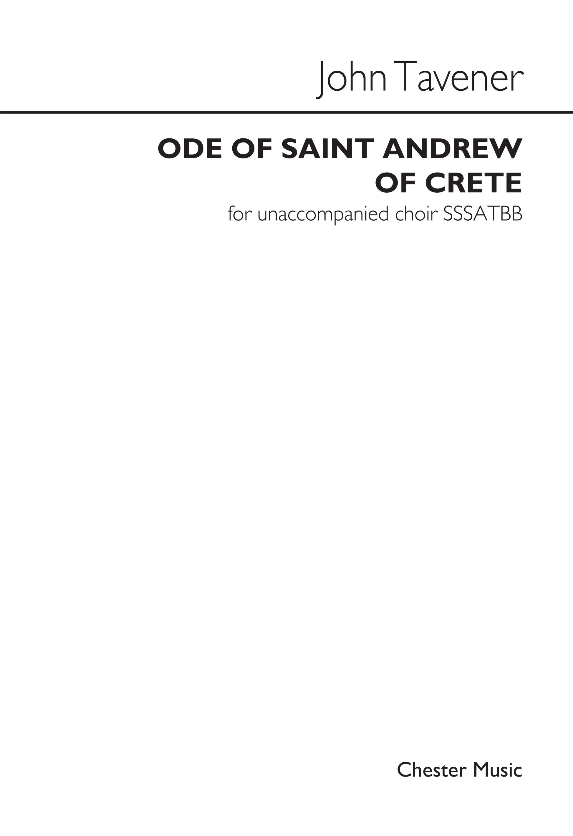 Ode Of Saint Andrew Of Crete de John Tavener, Réduction pour piano pour sATB