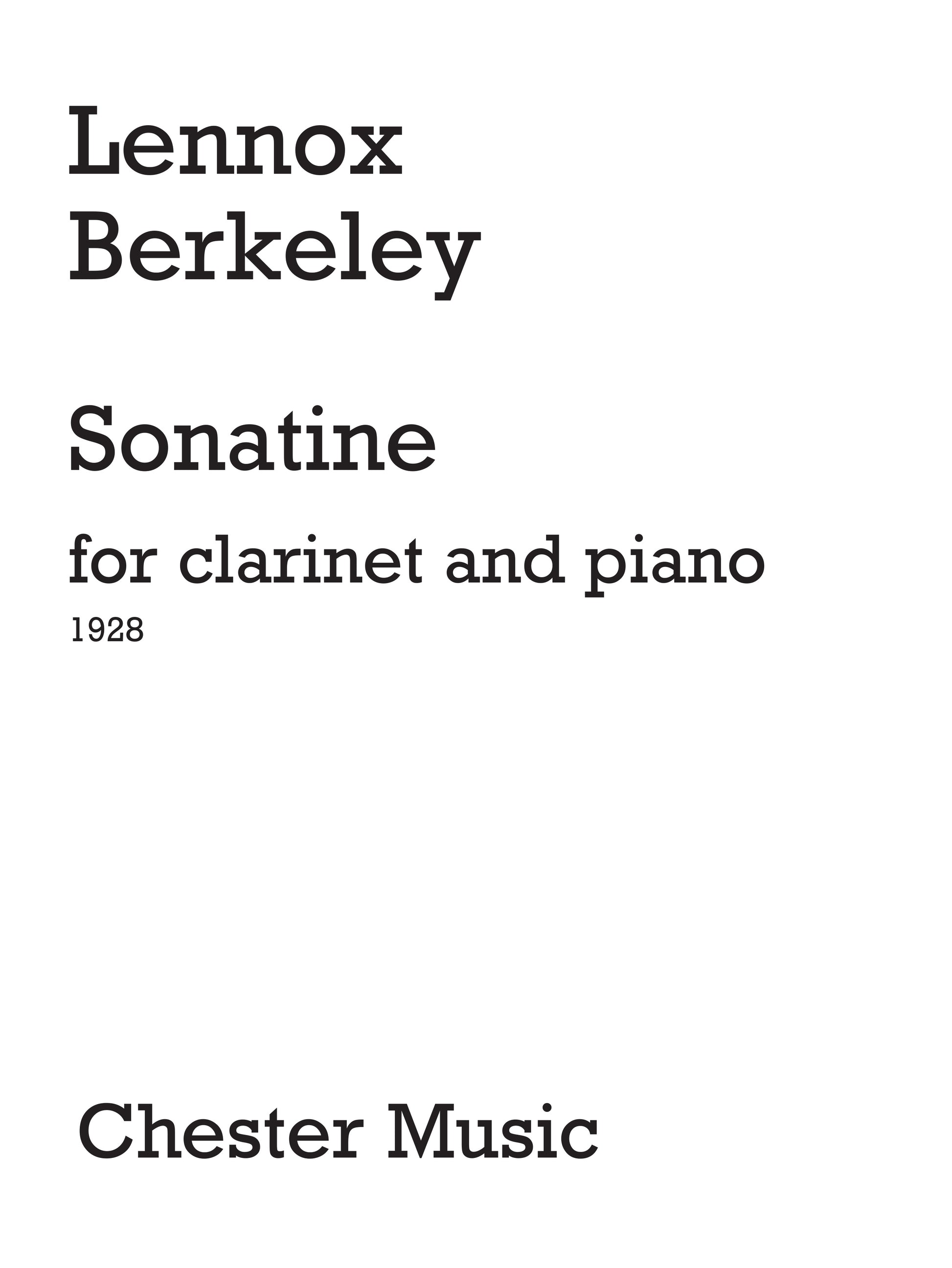 Sonatine de Lennox Berkeley, Livre pour clarinette et Piano