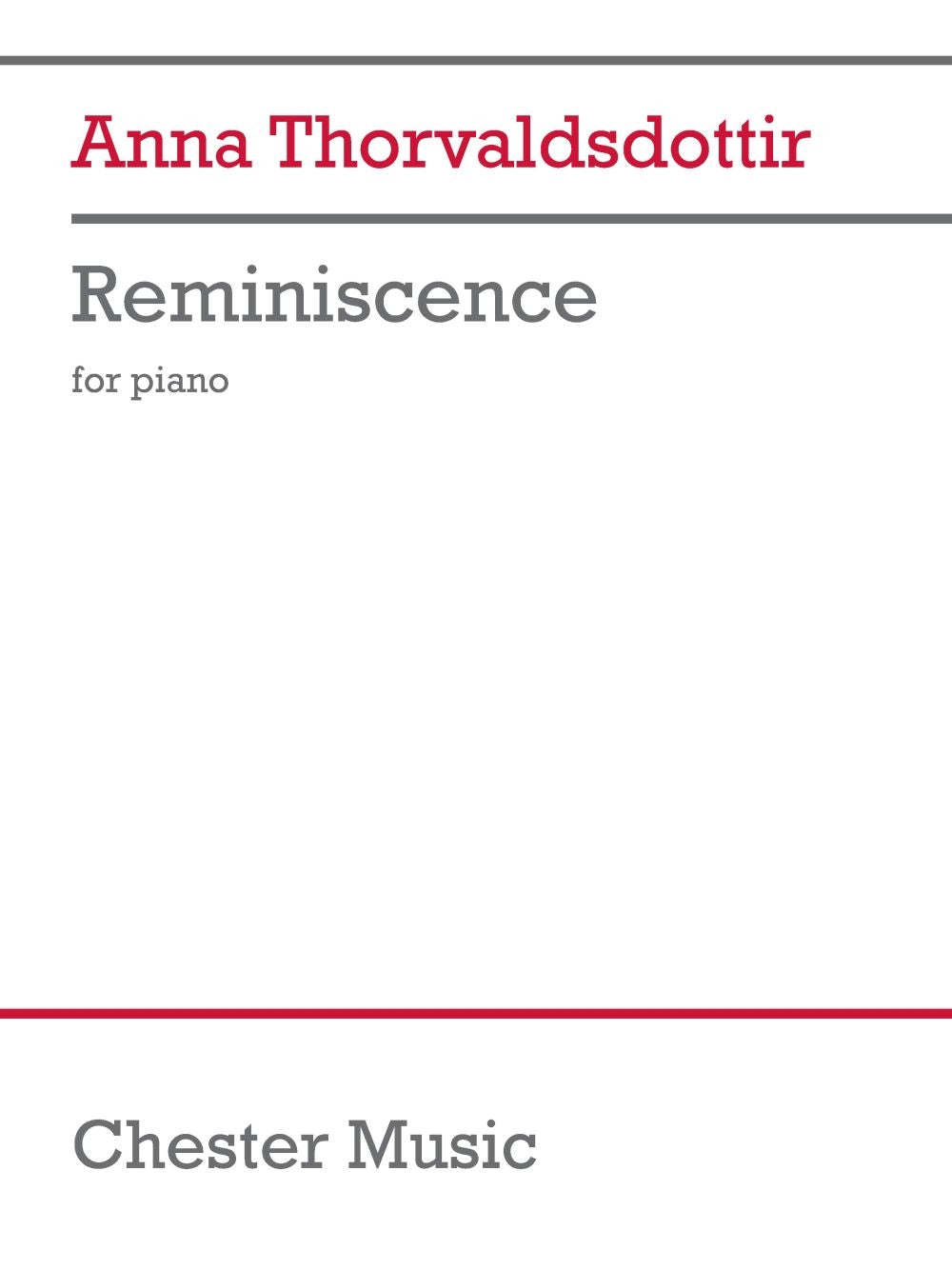 Reminiscence Piano de Anna Thorvaldsdottir, Livre pour piano