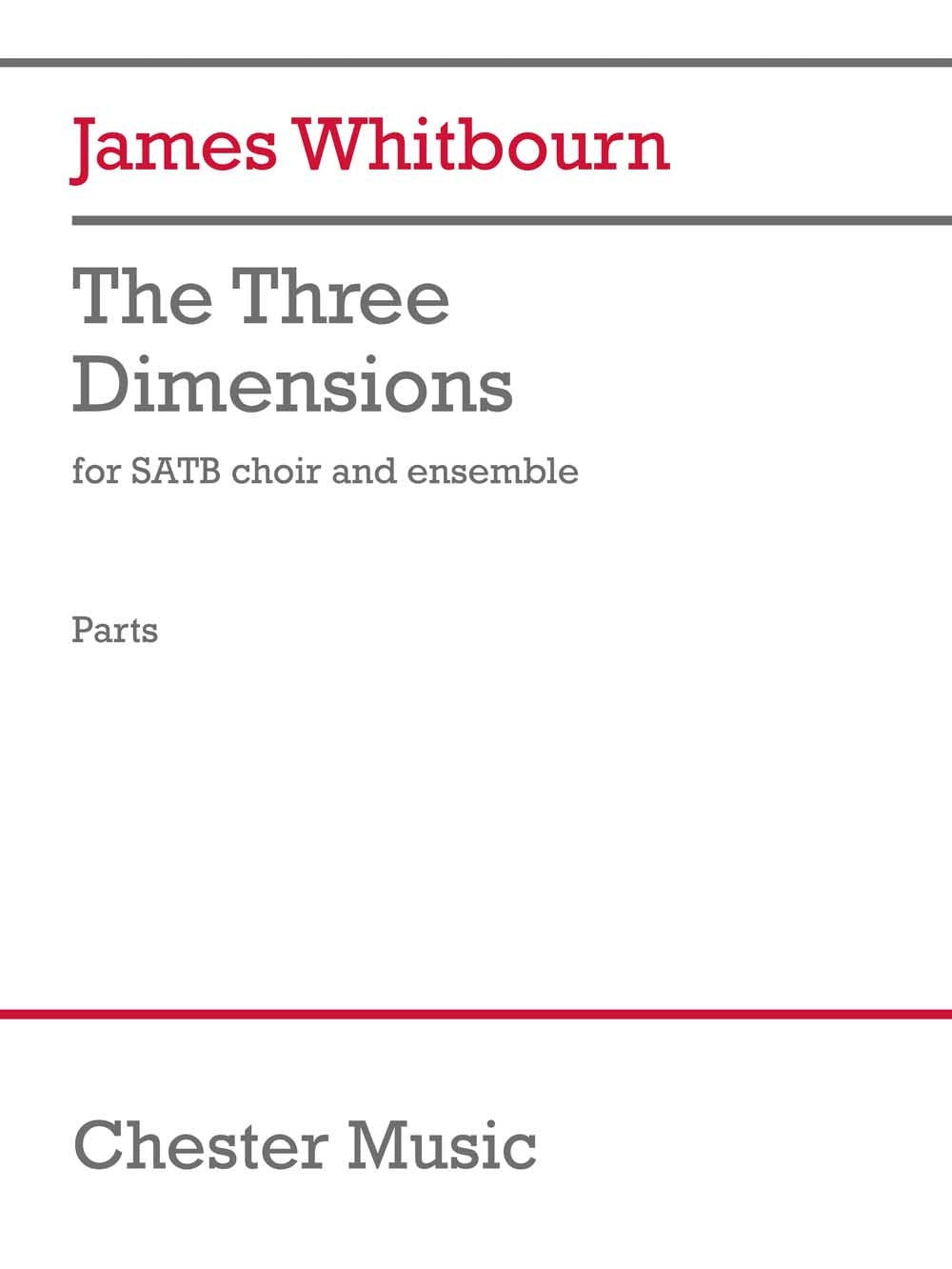The Three Dimensions de James Whitbourn, Jeu de parties pour sATB et Saxophone soprano et Percussion et Piano/Orgue
