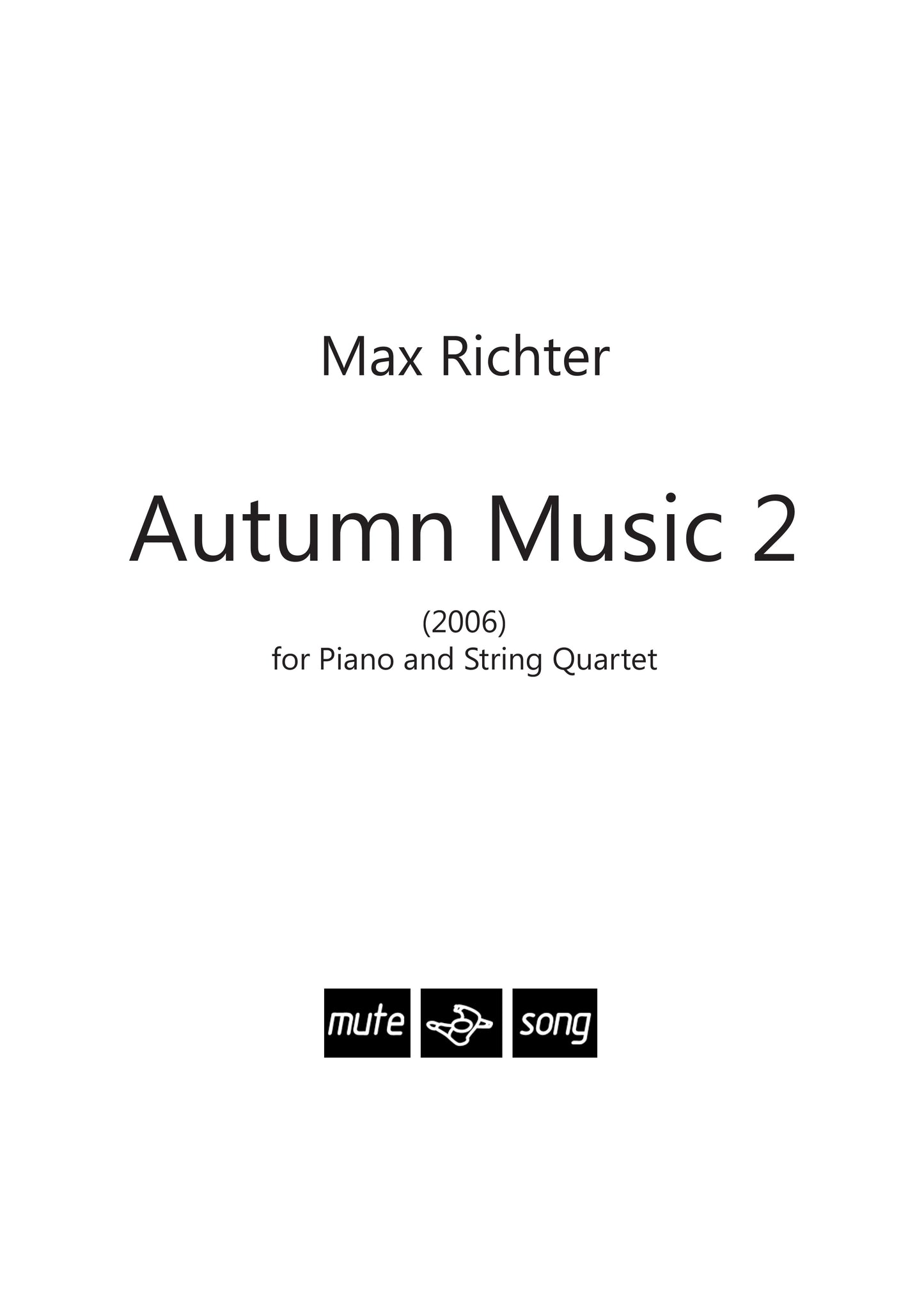 Autumn Music 2 de Max Richter, Livre pour quatuor à cordes et Piano