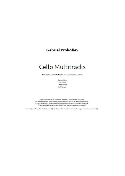 Cello Multitracks de Gabriel Prokofiev, Livre pour violoncelle et Électronique
