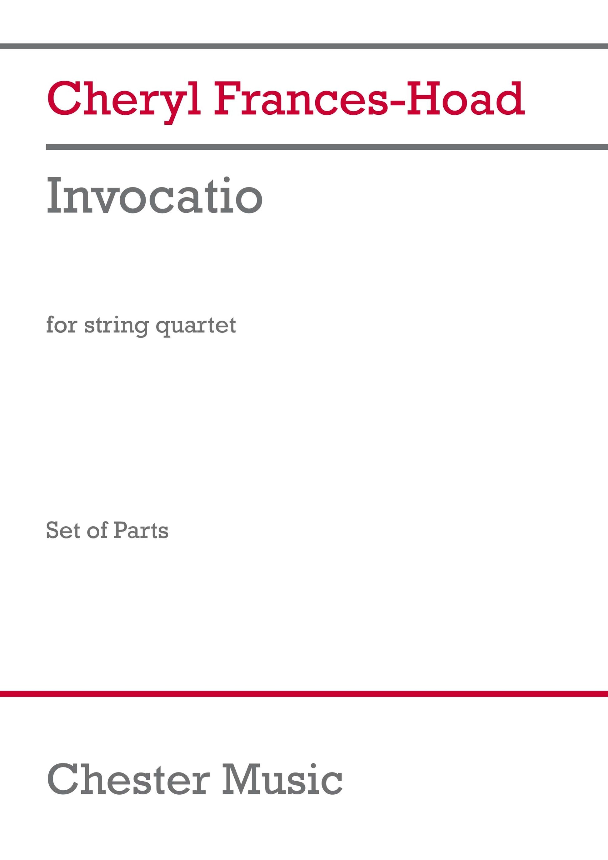 Invocatio (Parts) de Cheryl Frances-Hoad, Partition + parties pour quatuor à cordes