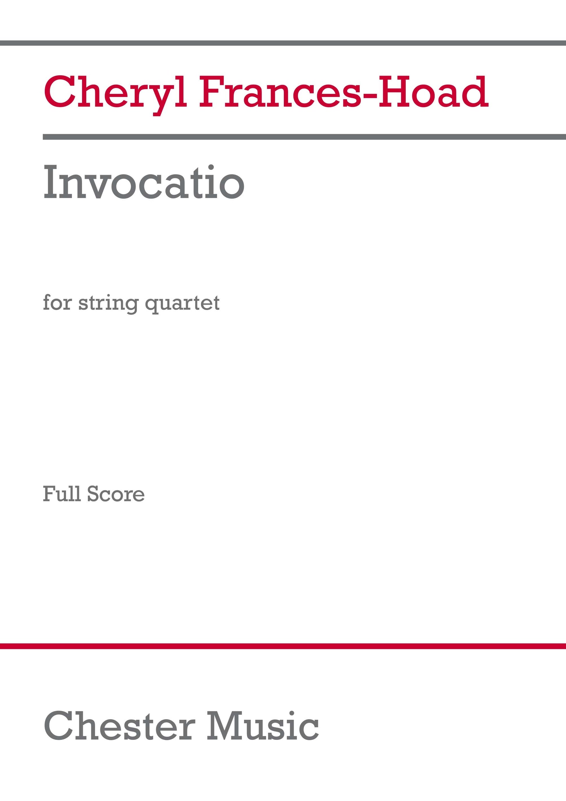 Invocatio (Score) de Cheryl Frances-Hoad, Partition d'étude pour quatuor à cordes