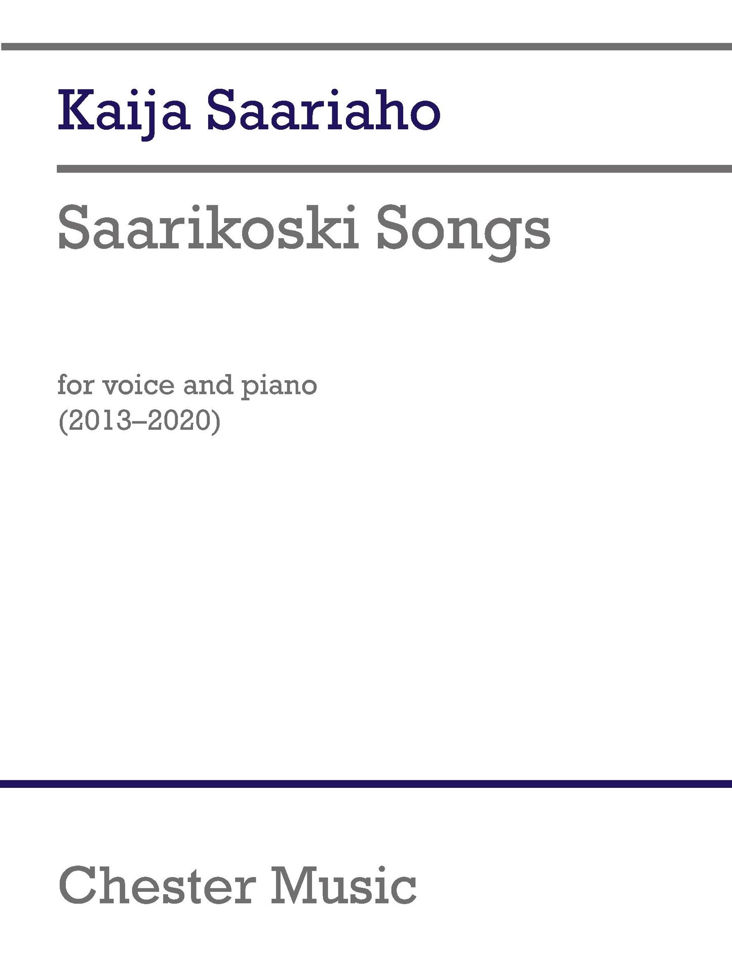 Saarikoski Songs de Kaija Saariaho, Livre pour voix de soprano et Piano