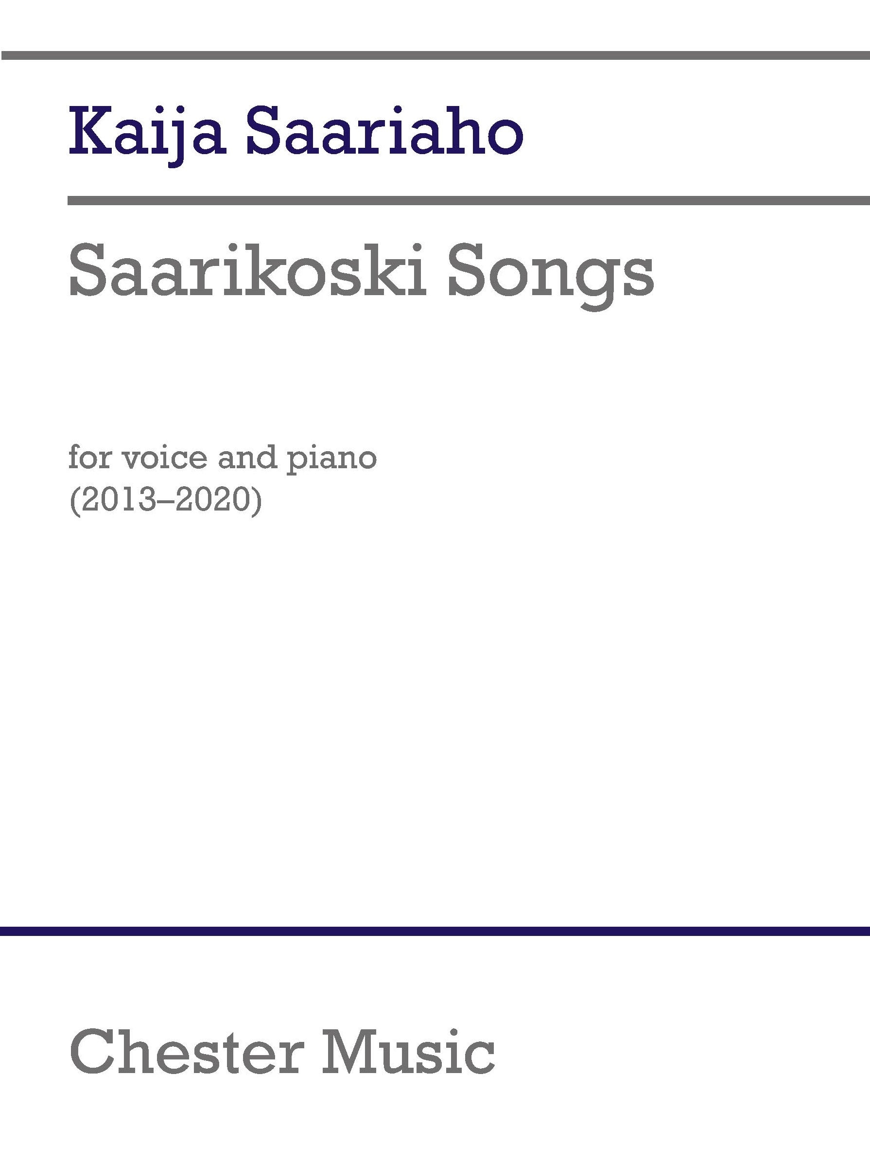 Saarikoski Songs de Kaija Saariaho, Livre pour voix de soprano et Piano