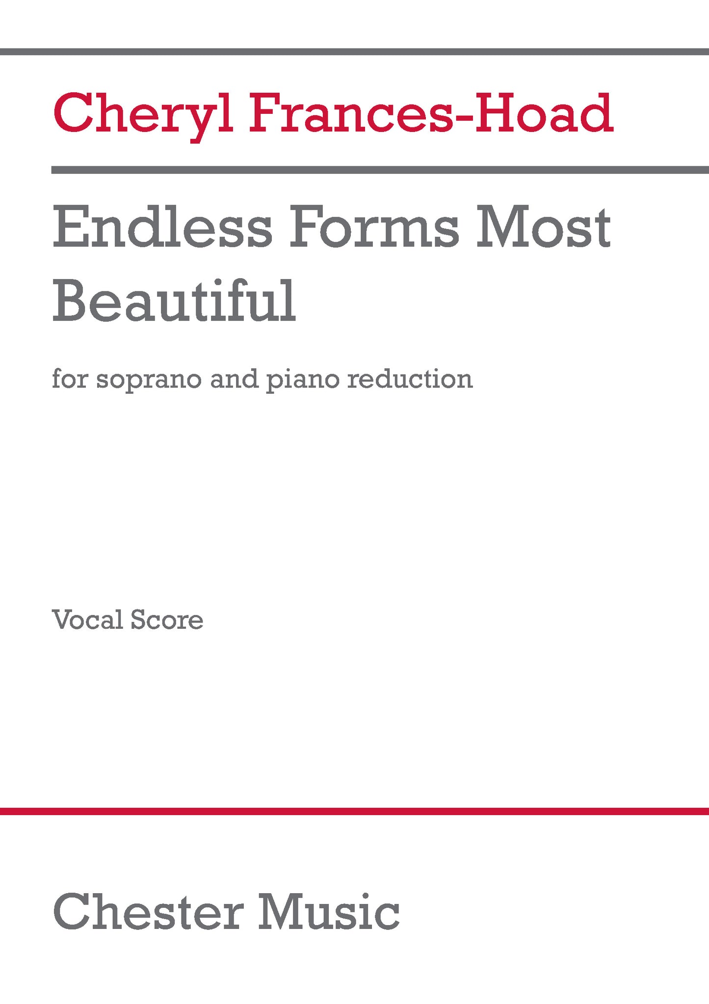 Endless Forms Most Beautiful de Cheryl Frances-Hoad, Réduction pour piano pour voix de soprano et Quatuor à cordes