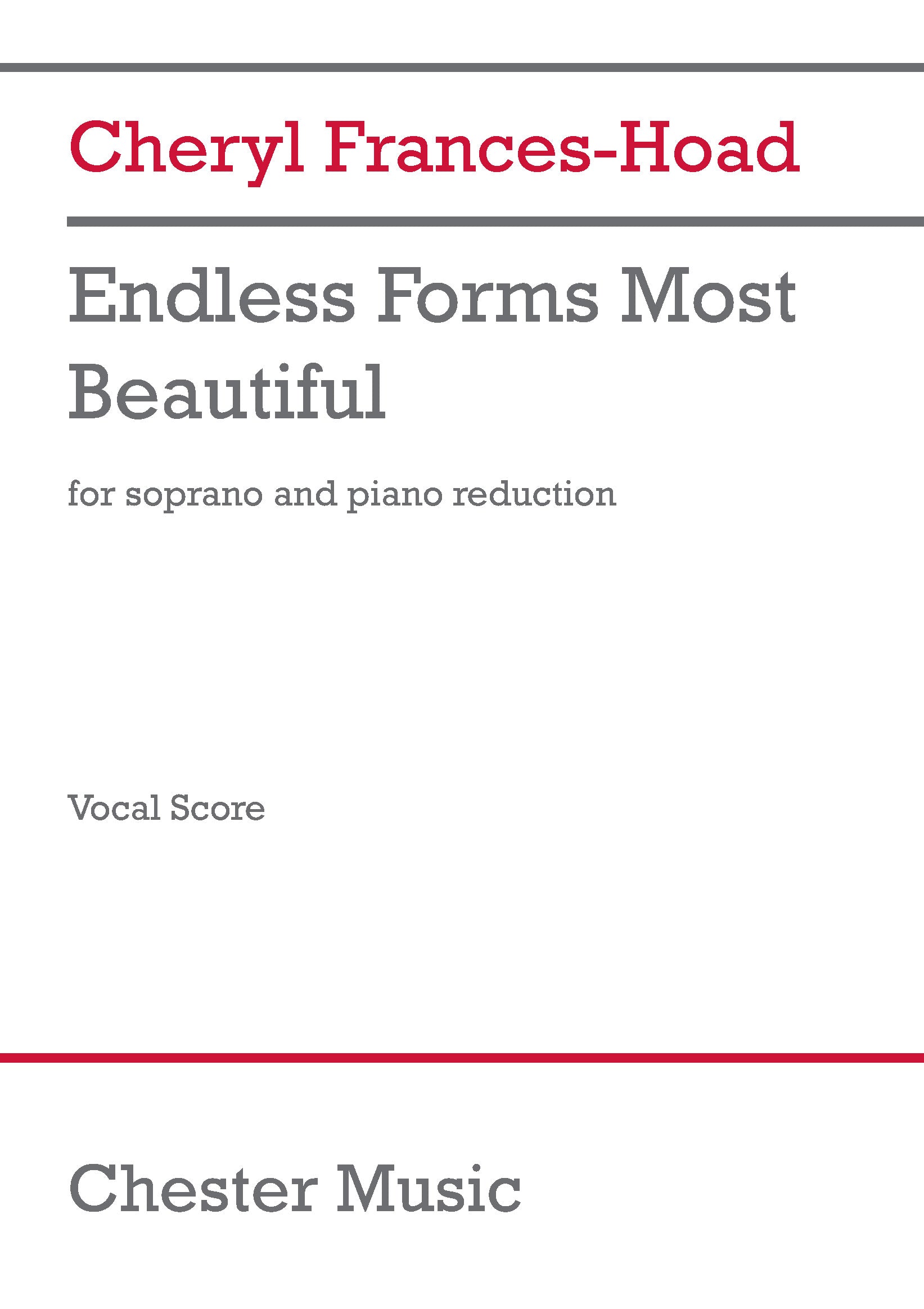Endless Forms Most Beautiful de Cheryl Frances-Hoad, Réduction pour piano pour voix de soprano et Quatuor à cordes