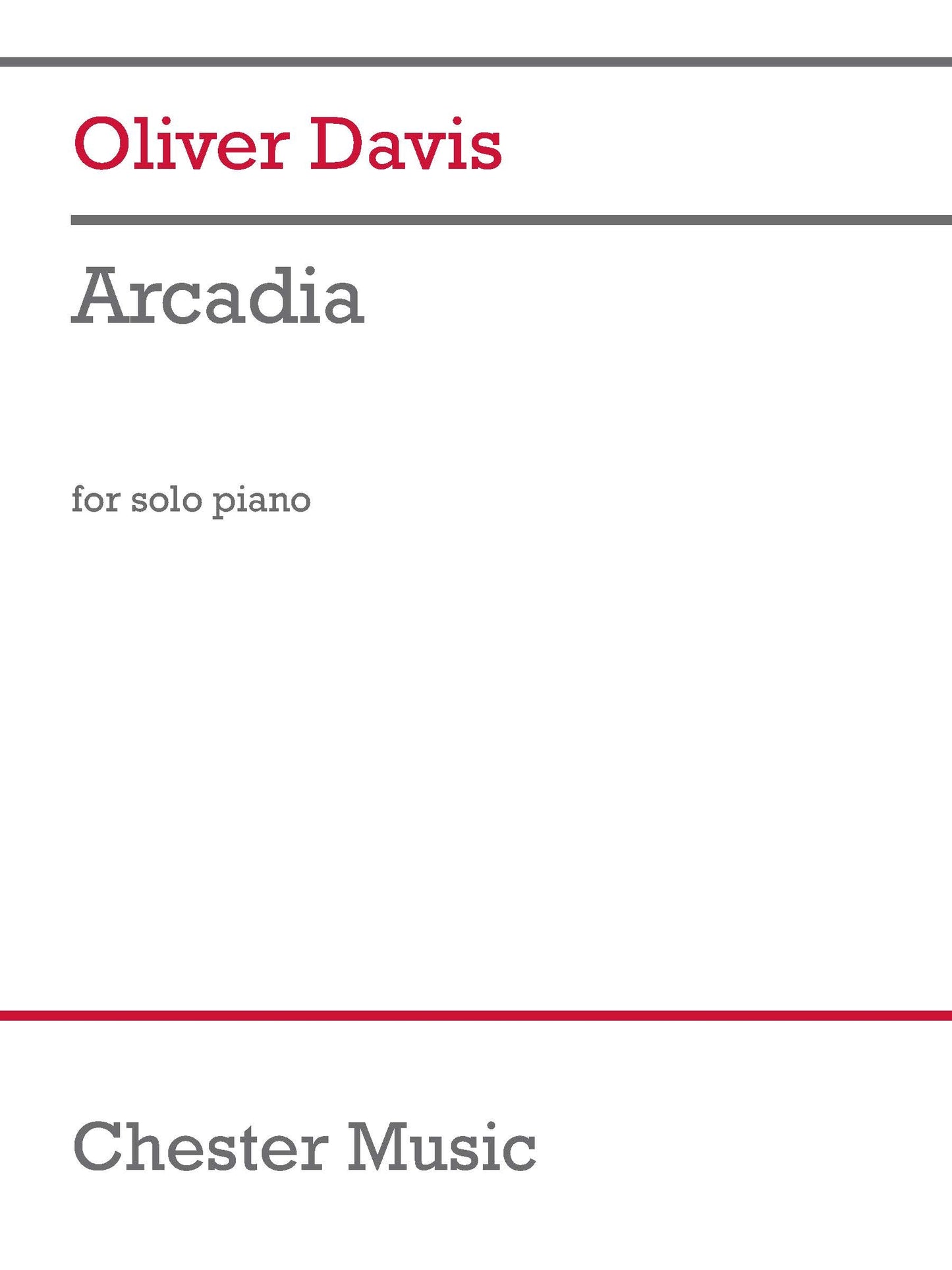 Arcadia de Oliver Davis, Partition pour piano