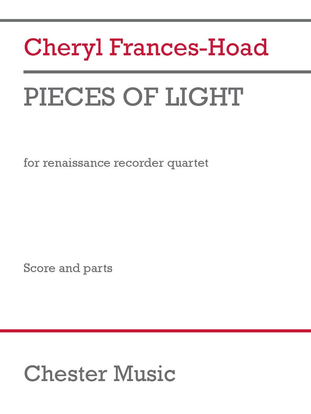 Pieces of Light de Cheryl Frances-Hoad, Partition + parties pour quatuor de flûtes à bec
