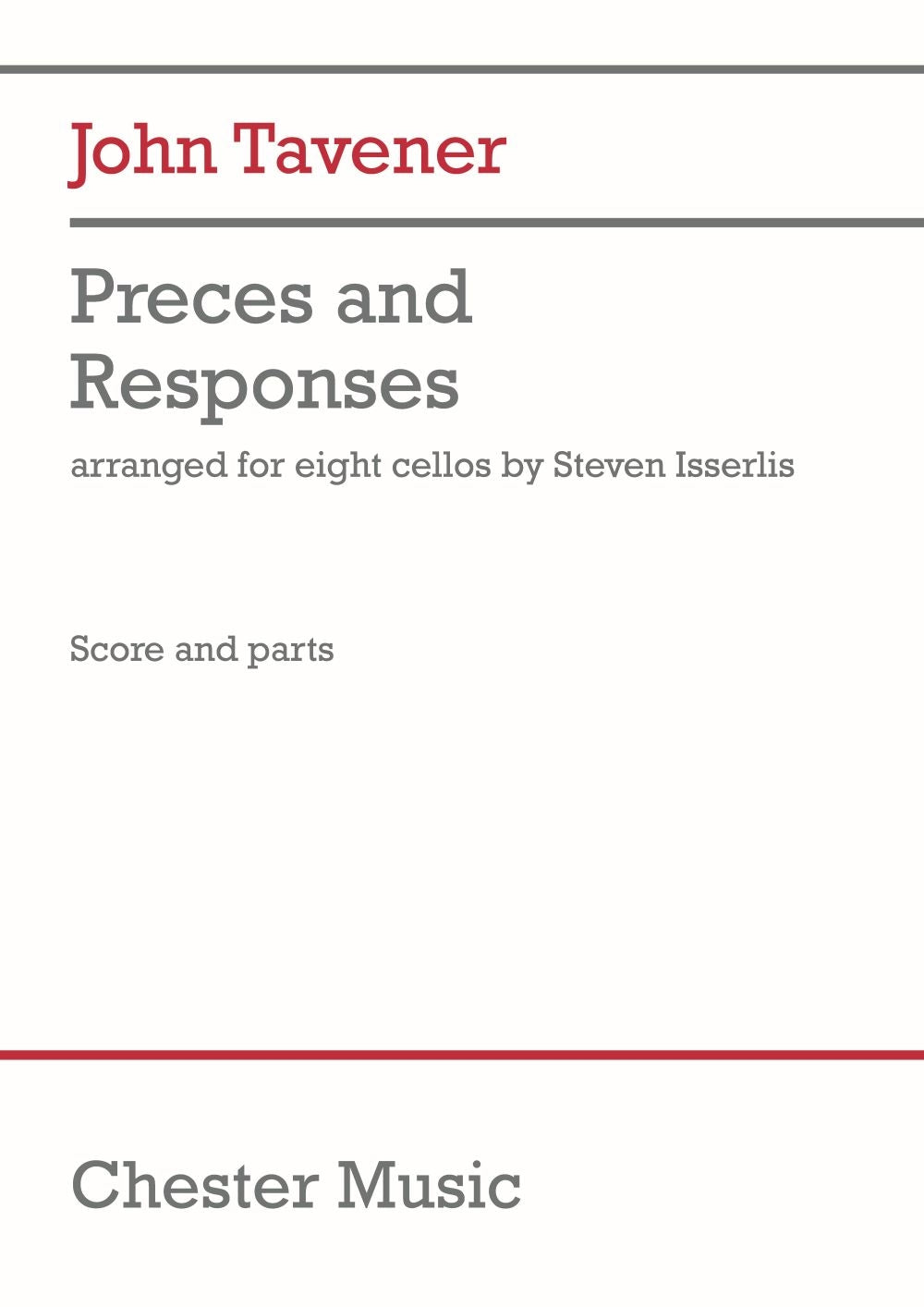 Preces and Responses de John Tavener, Partition + parties pour octuor de violoncelles