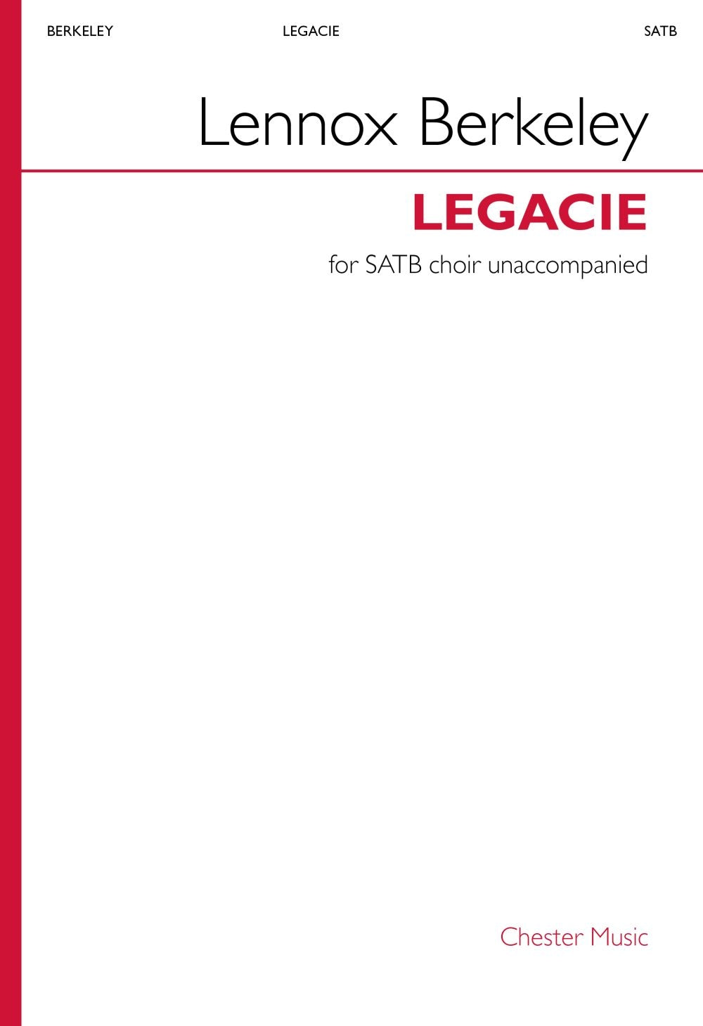 Legacie de Lennox Berkeley, Partition chorale pour sATB