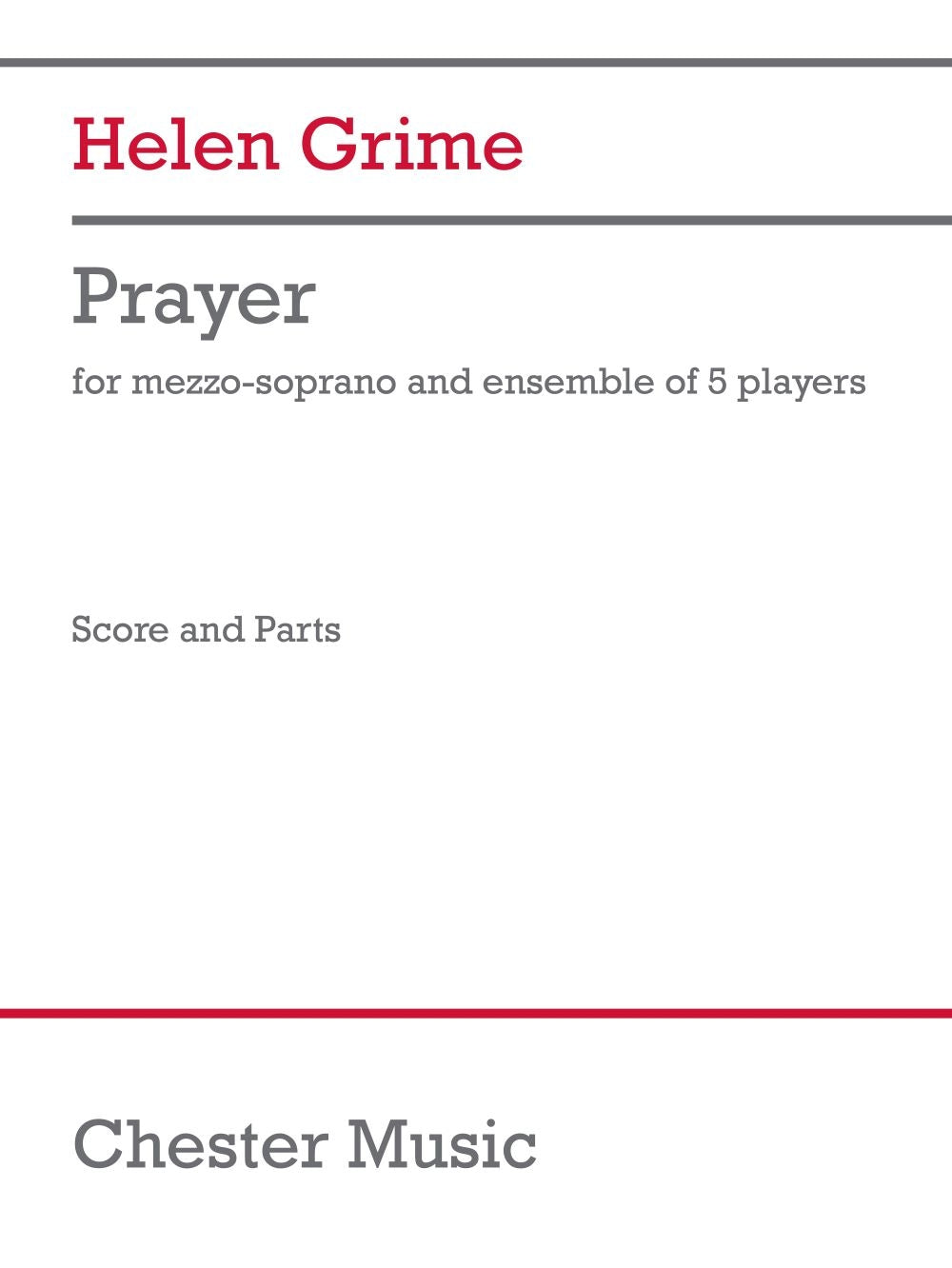 Prayer de Helen Grime, Partition + parties pour mezzo-soprano et Ensemble de chambre
