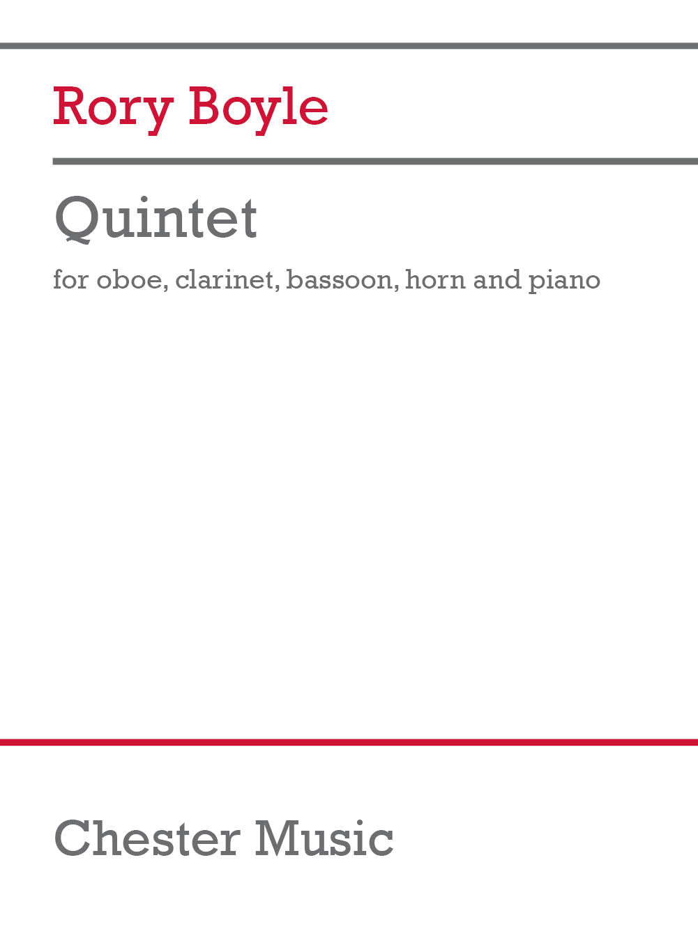 Quintet de Rory Boyle, Partition + parties pour hautbois et Clarinette et Basson et Cor et Piano