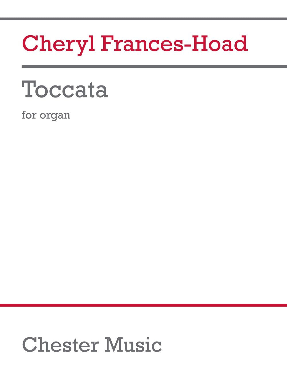 Toccata de Cheryl Frances-Hoad, Livre pour orgue