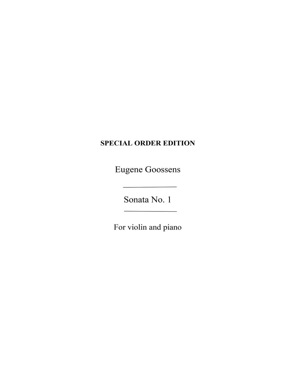 Sonata No. 1 de Eugene Goossens, Livre pour violon et Piano