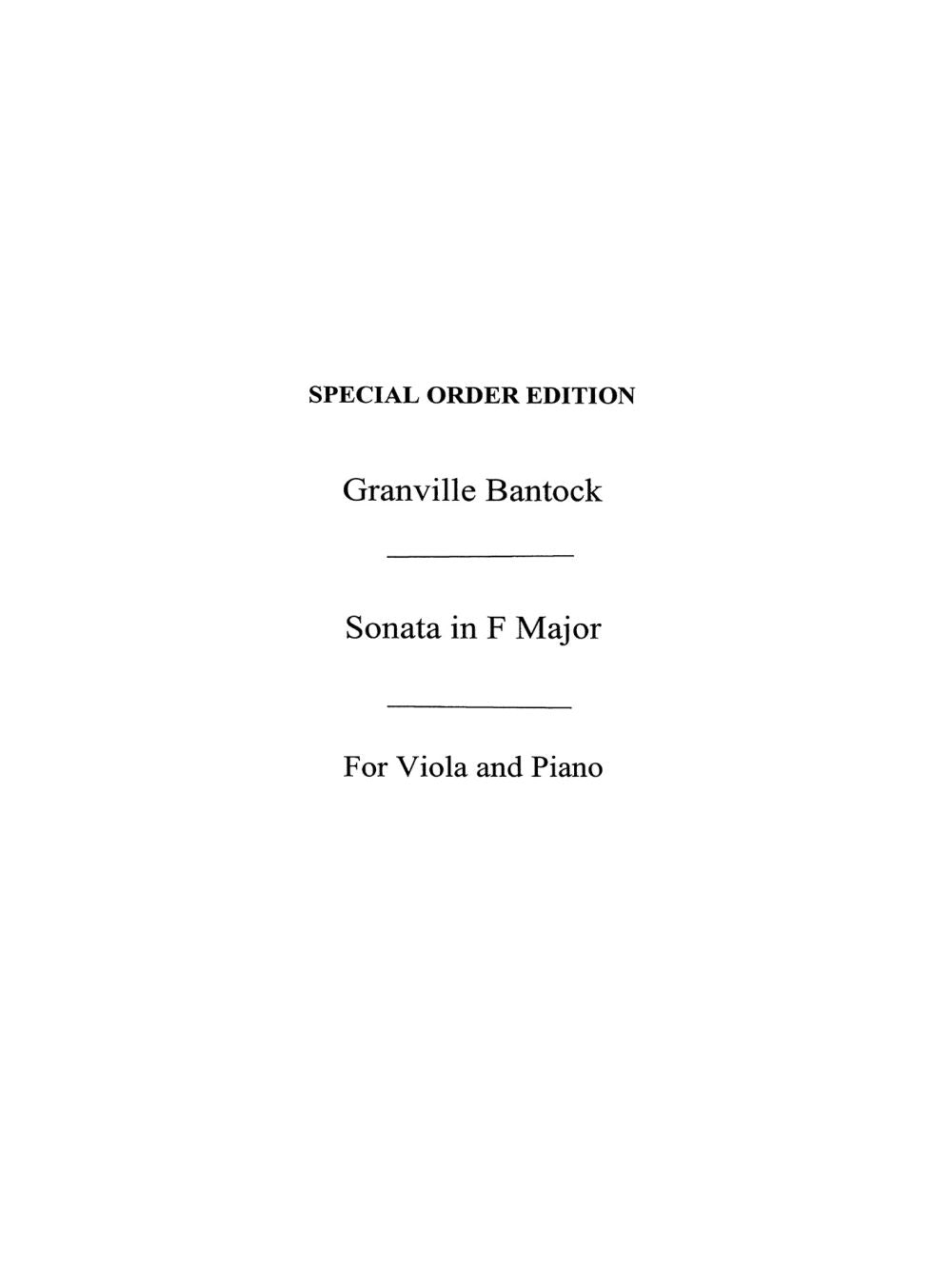 Sonata In F Major de Granville Bantock, Livre pour alto