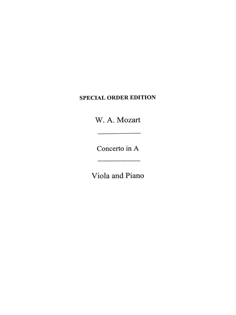 Concerto In A K622 (Tertis) de Wolfgang Amadeus Mozart, Livre pour alto et Piano