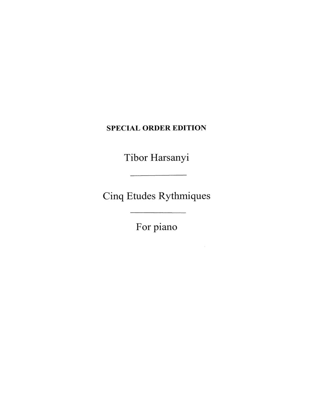Cinq Etudes Rythmiques de Tibor Harsanyi, Livre pour piano