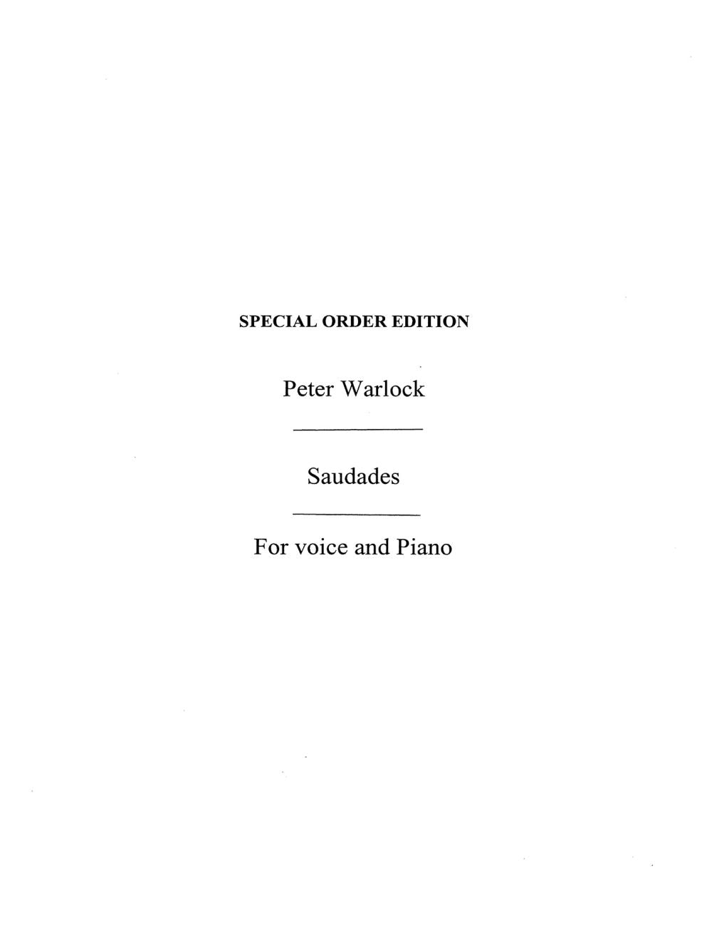 Saudades de Peter Warlock, Livre pour voix et Piano