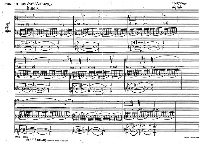 Ariel Songs (From Prospero's Books) Version 1 de Michael Nyman, Livre pour voix de soprano et Piano