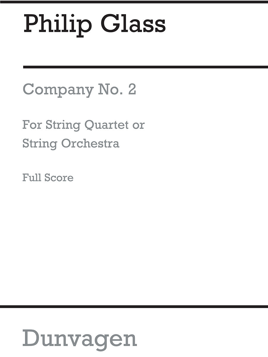 String Quartet No 2 'Company' de Philip Glass, Partition pour quatuor à cordes