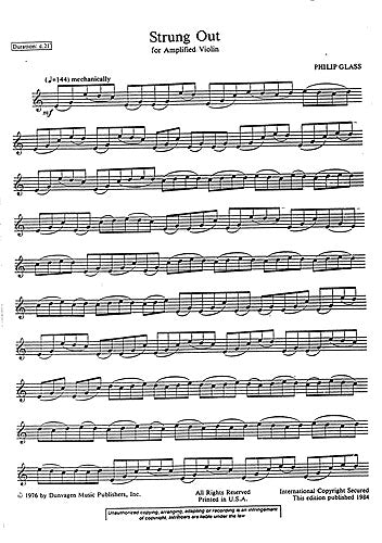 Strung Out (Amplified Violin) de Philip Glass, Livre pour violon