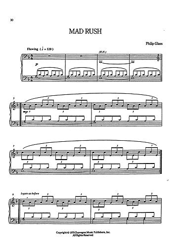 Mad Rush de Philip Glass, Livre pour orgue