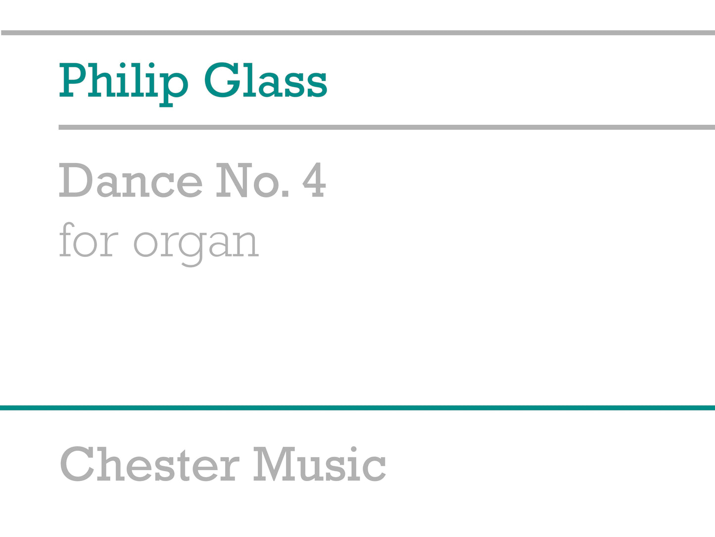 Dance No. 4 For Organ de Philip Glass, Livre pour orgue