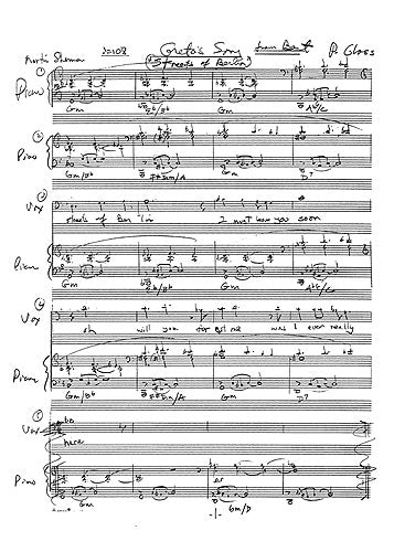 Gretas Song (Streets Of Berlin) de Philip Glass, Livre pour voix et Piano