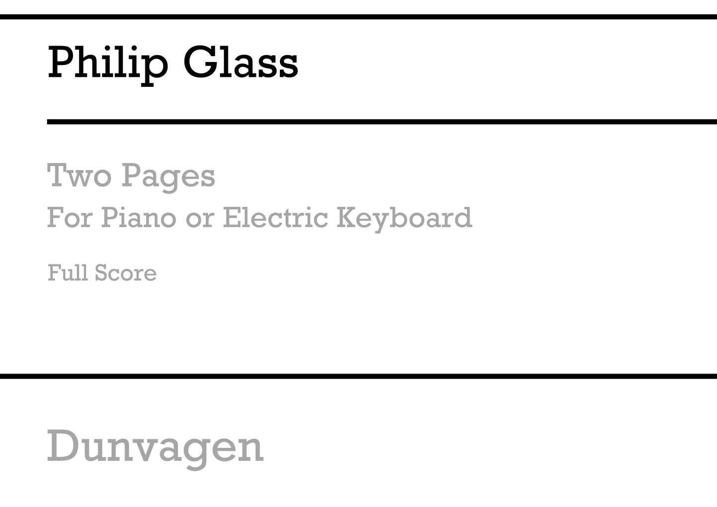 Two Pages de Philip Glass, Livre pour keyboard Instrument