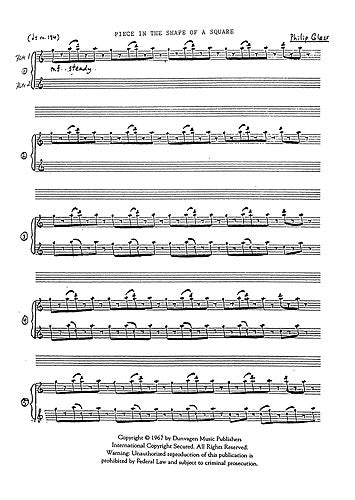 Piece In The Shape Of A Square de Philip Glass, Partition pour ensemble à vent et Flûte