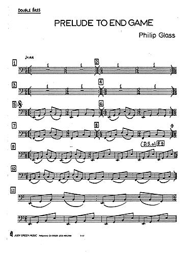 Prelude To 'Endgame' de Philip Glass, Livre pour contrebasse et Timbales
