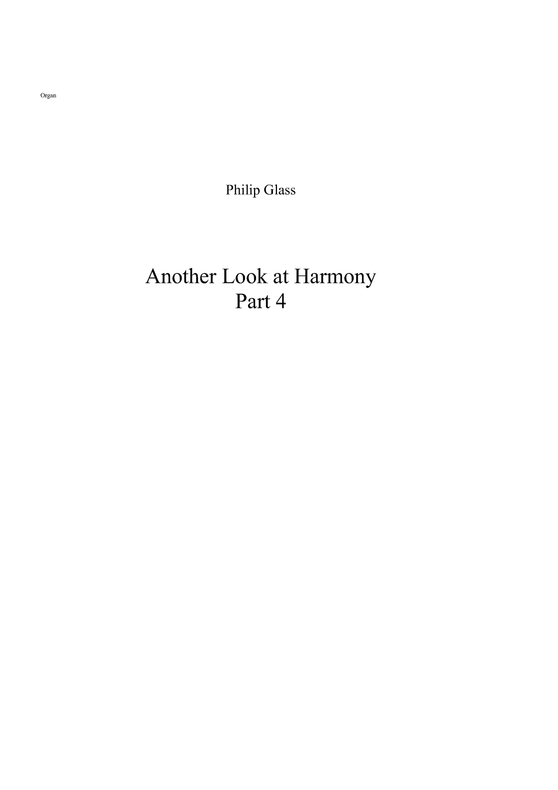 Another Look at Harmony - Part 4 de Philip Glass, Partition chorale pour orgue