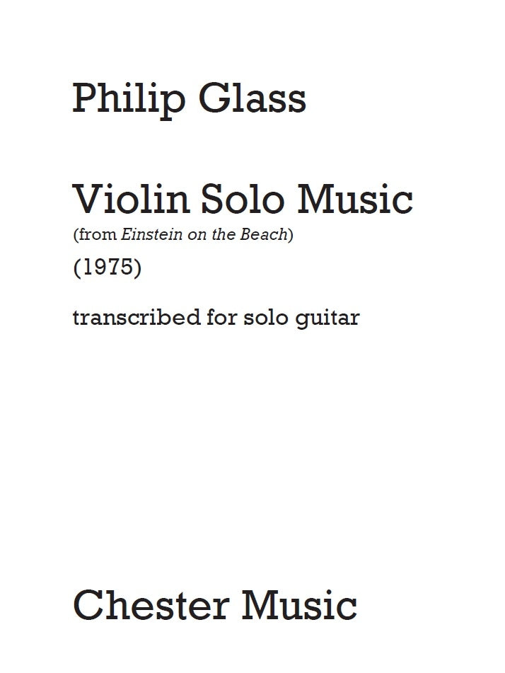 Violin Solo Music de Philip Glass, Livre pour guitare