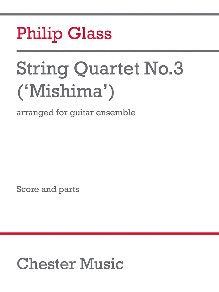 String Quartet No.3 Mishima de Philip Glass, Partition + parties pour gitarrenensemble